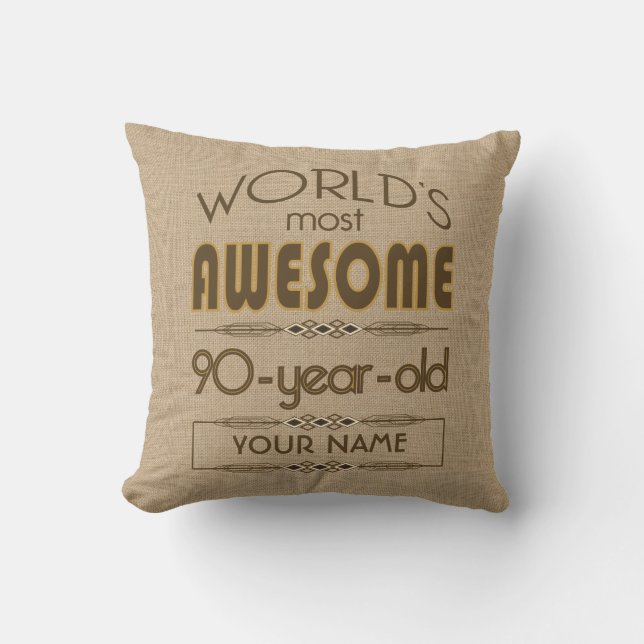 90th Birthday Celebration World Best Fabulous Outdoor Pillow (Front)