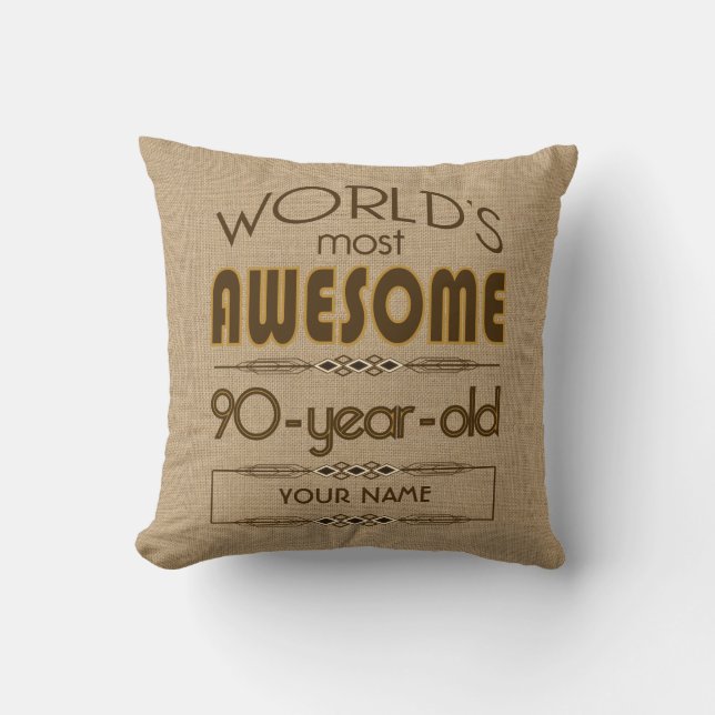90th Birthday Celebration World Best Fabulous Throw Pillow (Front)