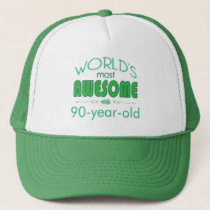 90th Birthday Celebration World's Best in Green Trucker Hat