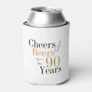 90th Birthday Cheers and Beers Minimal Party Favor Can Cooler