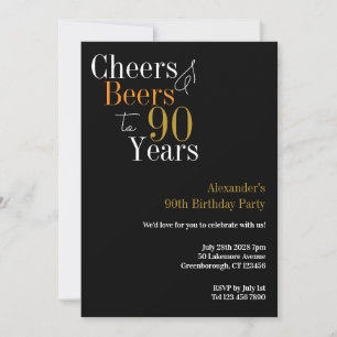 90th Birthday Cheers and Beers Party Invitation