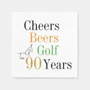 90th Birthday Cheers Beers Golf Minimal Party Napkins