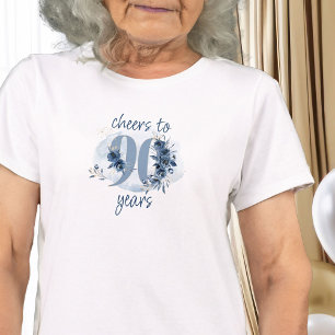 90th Birthday Cheers to 90 Years Floral Number T-Shirt