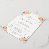 90th Birthday Cheers to 90 Years Ladies Rose Gold Foil Invitation (Rotated)