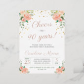 90th Birthday Cheers to 90 Years Ladies Rose Gold Foil Invitation (Standing Front)