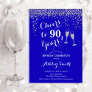 90th Birthday - Cheers To 90 Years Royal Blue Invitation