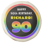[ Thumbnail: 90th Birthday: Colorful Rainbow # 90, Custom Name ]