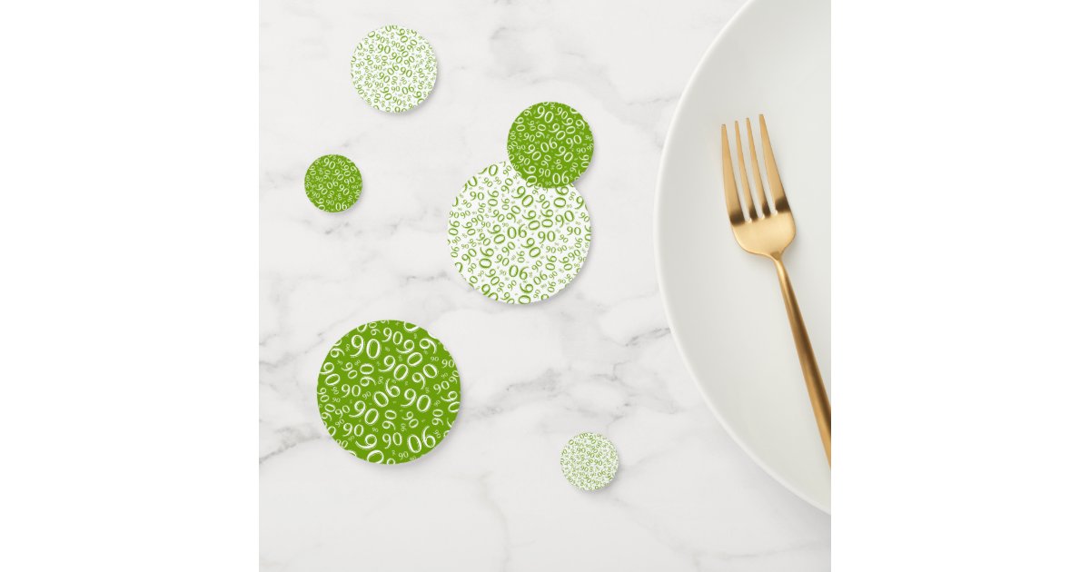 90th Birthday Cool Number Pattern Green And White Confetti Zazzle Com