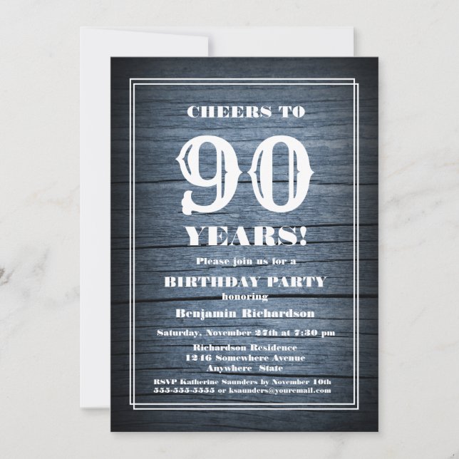 90th Birthday Country Wood Party Invitation (Front)