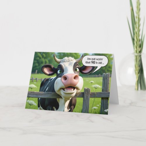 90th Birthday Cow Humor Card