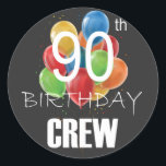 90th Birthday Crew 90 Party Crew Group Classic Round Sticker<br><div class="desc">90th Birthday Crew 90 Party Crew Group Friends BDay design Gift Classic Round Sticker Classic Collection.</div>