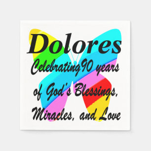 90TH BIRTHDAY CUSTOM COLORFUL BUTTERFLY NAPKINS
