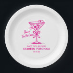 90th Birthday Custom Paper Plate Espresso Martini<br><div class="desc">An espresso martini shows that the guest of honor is "a tini bit older." Pretty girly pink color palette. Martini with a bow and espresso beans.</div>