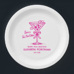 90th Birthday Custom Paper Plate Espresso Martini<br><div class="desc">An espresso martini shows that the guest of honor is "a tini bit older." Pretty girly pink color palette. Martini with a bow and espresso beans.</div>