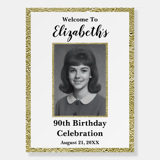 90th Birthday Custom Photo Welcome Sign (Front)