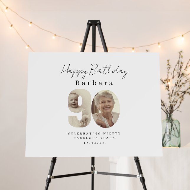 90th Birthday Custom Photo Welcome Sign (In Situ (Stand))