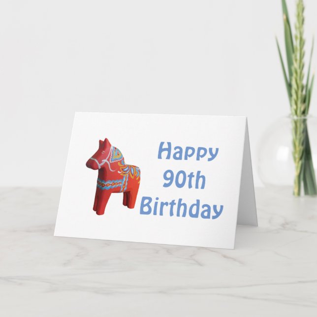 90th Birthday Dala Horse Card (Front)