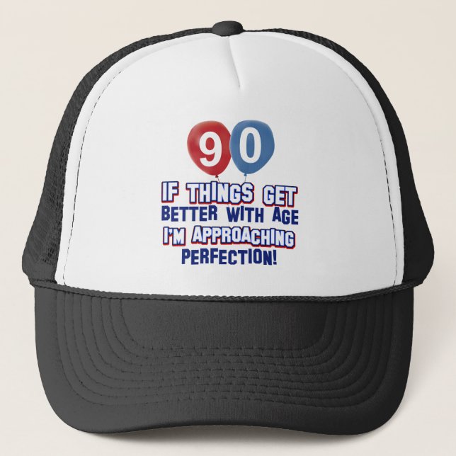 90th birthday designs trucker hat (Front)