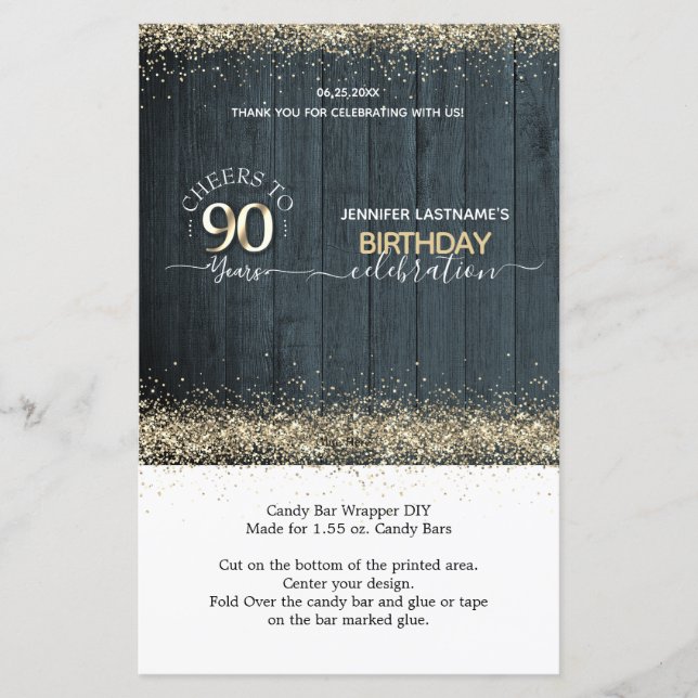 90th Birthday DIY Candy Bar Wrapper (Front)