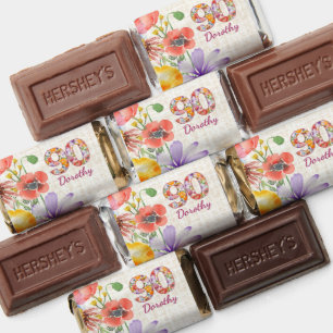 90th Birthday Elegant Floral Birthday Chocolate Hershey's Miniatures