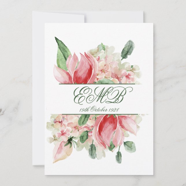 90th Birthday  Elegant Floral Roses Birthday Invitation (Back)