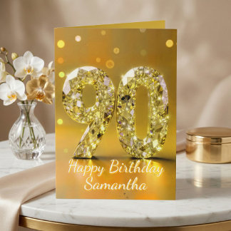 90th Birthday Elegant Gold Diamond Sparkle Luxury Card