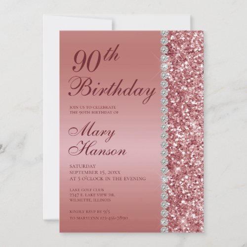 90th Birthday Elegant Invitation