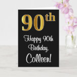 [ Thumbnail: 90th Birthday ~ Elegant Luxurious Faux Gold Look # Card ]