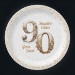 90th Birthday Elegant Party Paper Plates<br><div class="desc">Elegant,  pretty birthday party plates,  change the text yourself when ordering</div>