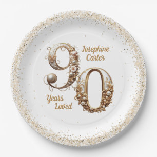 90th Birthday Elegant Party Paper Plates
