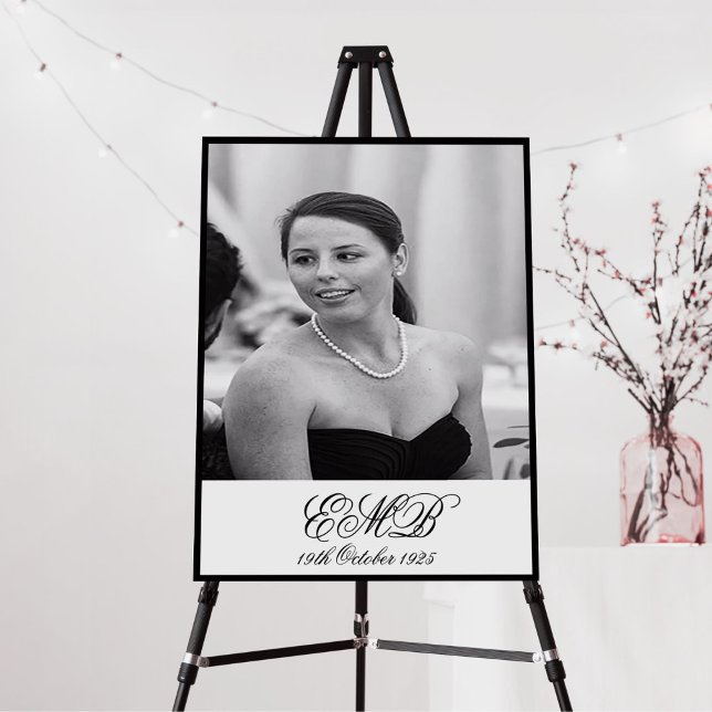 90th Birthday Elegant Photo Monogram Foam Board (Creator Uploaded)