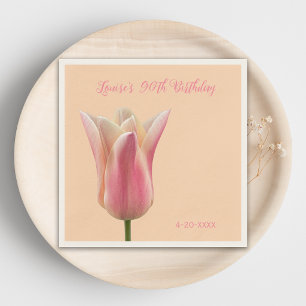90th Birthday Elegant Tulip Floral Party Napkins