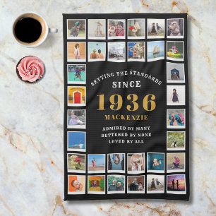 90th Birthday Family Memories Photo Collage Kitchen Towel