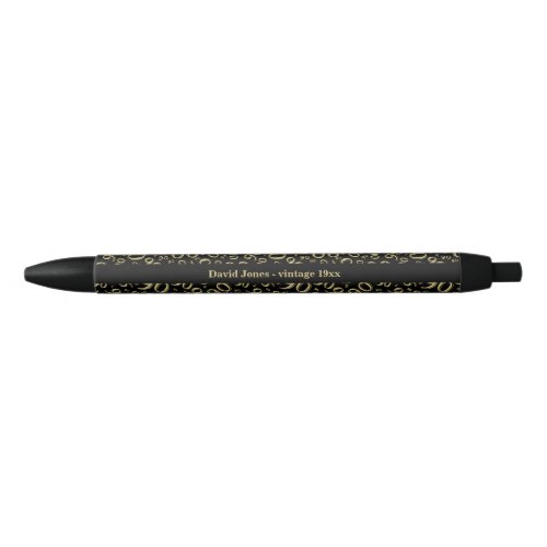 90th Birthday Favor Gift _ Black and Gold Black Ink Pen