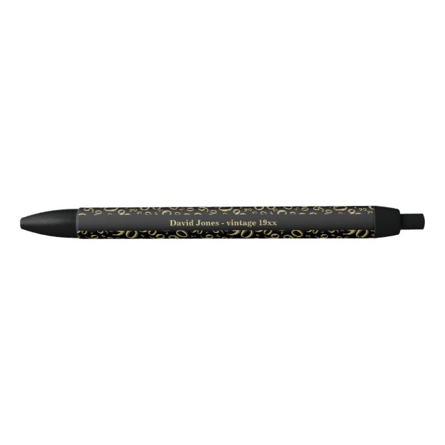 90th Birthday Favor Gift - Black and Gold Pen (Front)