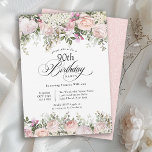 90th Birthday Feminine Pink Floral Calligraphy Invitation<br><div class="desc">Plan a lovely milestone 90th birthday celebration with this beautiful feminine party invitation. With elegant styling, this irresistible floral design is bordered in charming pink roses, mixed flowers and trailing greenery Personalize the details for your party, including the guest of honor's age. This invitation is available as a printed invitation...</div>