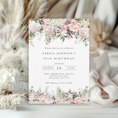 90th Birthday Feminine Pink Roses Floral 