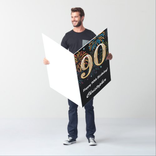 90th Birthday Fireworks Black and Gold Extra Large