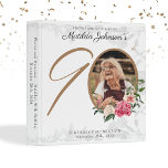 90th Birthday Floral Chic White Gold Custom Photo 3 Ring Binder<br><div class="desc">90th Birthday Floral Chic White Gold Custom Photo 3 ring binder. A delicate and feminine floral and botanical themed birthday design. It features beautiful flowers surrounding the photo of the birthday person all with a hint of vintage classiness! The designer is always ready to help, contact her if you need...</div>