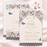 90th Birthday Floral Flowers Elegant  Invitation<br><div class="desc">A 90th Birthday Floral Personal Monogram Birthday Invitation featuring an elegant field flowers or wildflowers and butterflies. The age can be changed for any age not just 90. The information is easily changed to your own custom information with the word surprise able to be removed, the age changed. The reverse...</div>