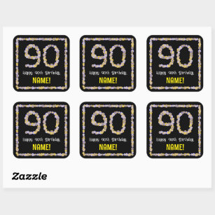 Gold Glitter Number 90 Square Sticker