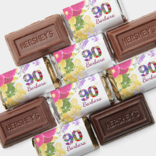 90th Birthday Floral Party Chocolates Elegant Hershey's Miniatures