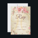 90th Birthday Floral Pink Roses Gold Shimmer  RSVP Card<br><div class="desc">This RSVP card to match our vintage floral 90th birthday party invitation features roses in shades of pink and peach with green leaves on a gold shimmering background. Personalize with your reply by date. Designed by Susan Coffey.</div>