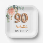 90th birthday floral rose gold eucalyptus name