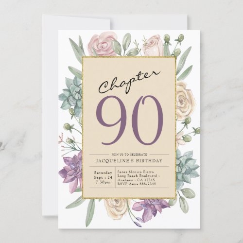 90th Birthday Floral Surprise Party Invitation