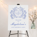90th Birthday French Vintage Blue Floral Crest Foam Board<br><div class="desc">An elegant French vintage blue floral crest takes center stage on this timeless birthday invitation. Ornate,  formal and very feminine will make any birthday lady feel very special. Coordinating party supplies are available.</div>