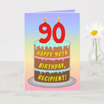 [ Thumbnail: 90th Birthday — Fun Cake & Candles, W/ Custom Name Card ]