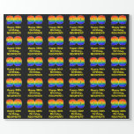 [ Thumbnail: 90th Birthday: Fun, Colorful Rainbow Inspired # 90 Wrapping Paper ]