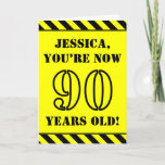 [ Thumbnail: 90th Birthday: Fun Stencil Style Text, Custom Name Card ]