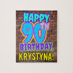 90th Birthday ~ Fun, Urban Graffiti Inspired Look Jigsaw Puzzle